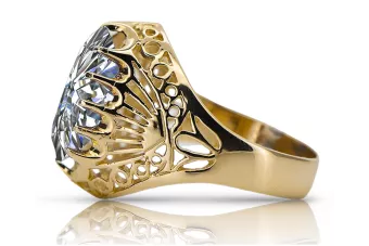 Oro amarillo de 14 quilates Circón Anillo Estilo vintage vrc020y